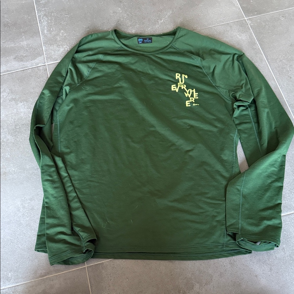 Janji Olive Long Sleeve Tee with Yellow Graphic